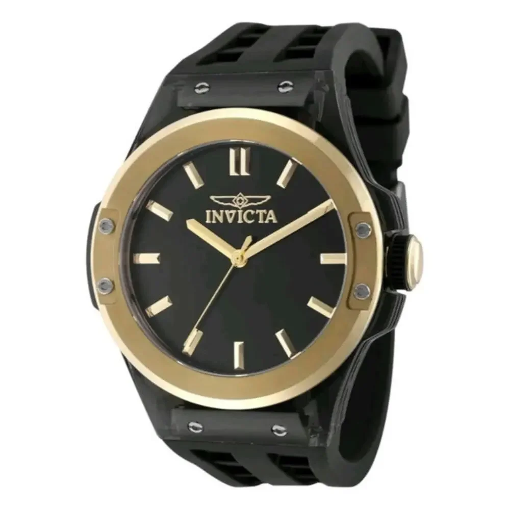 Invicta Sea Base Siphon 50015 Mens Quartz Watch 45mm Black Gold Transparent New